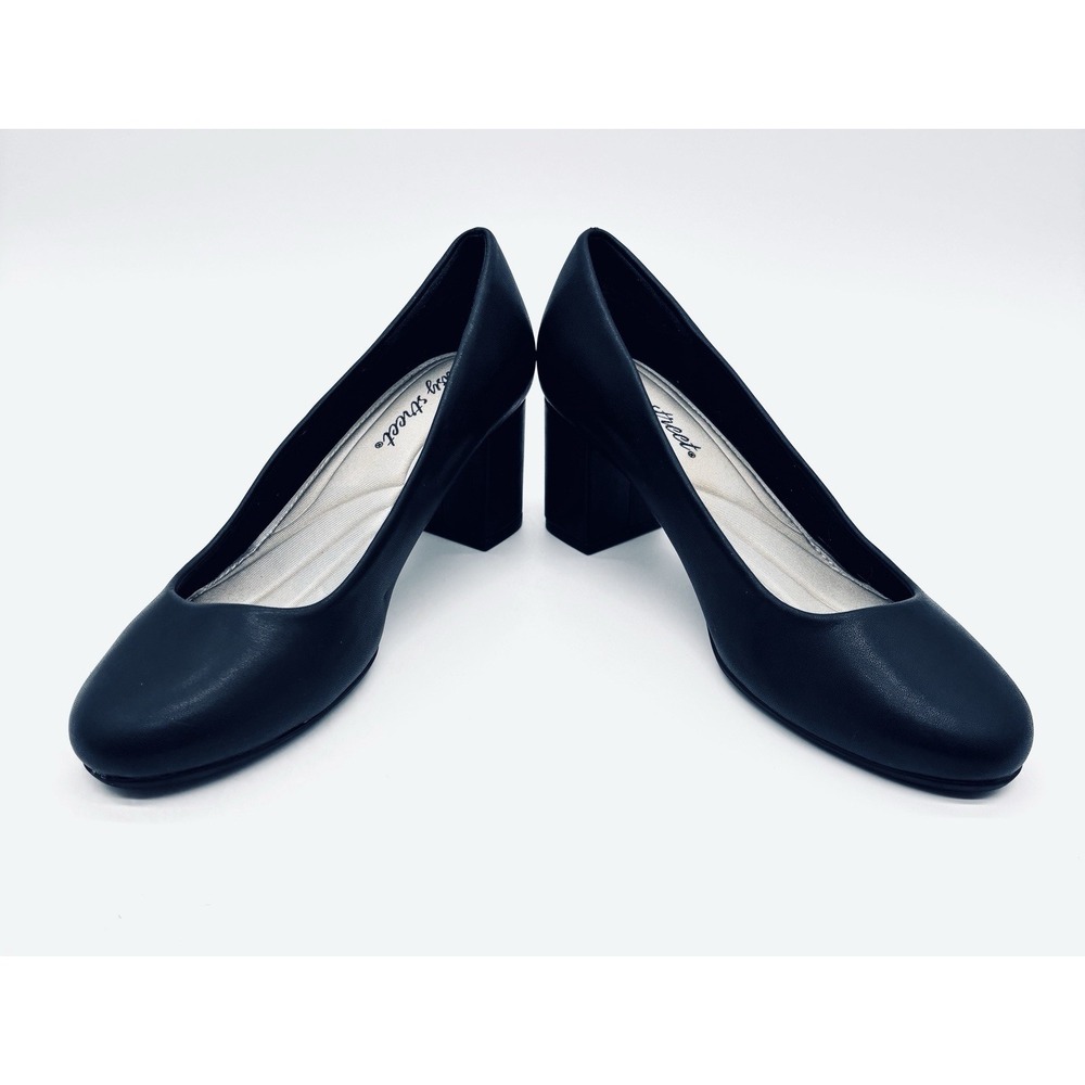Easy Street Women's Black Round Toe Slip On Block Heel Proper Pumps Size 7.5 M - Picture 6 of 8